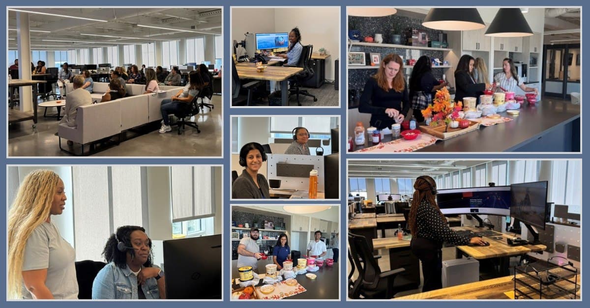ERISA Recovery team members working and gathering together in the office
